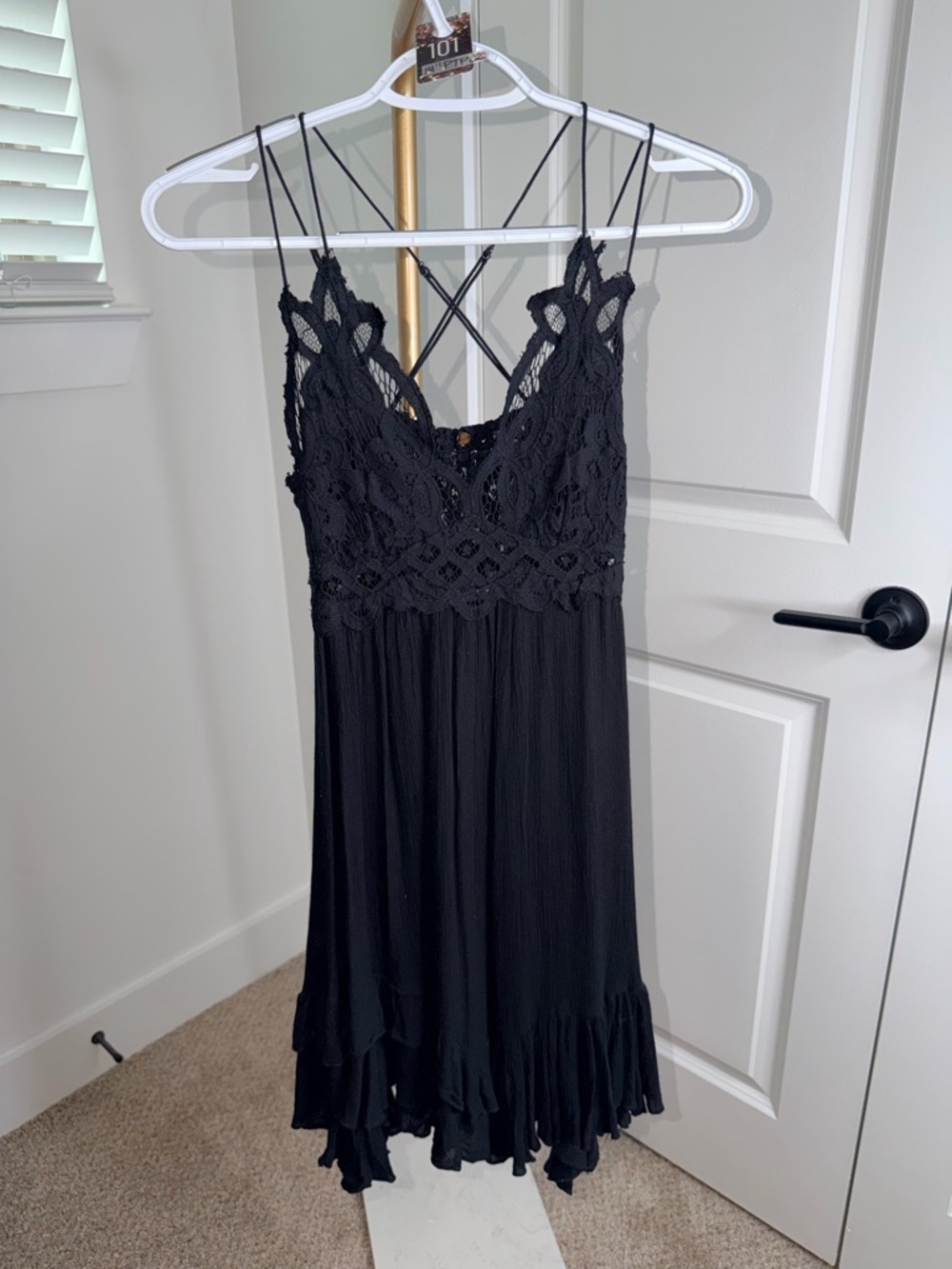 101. Free People Adella Slip Dress in black